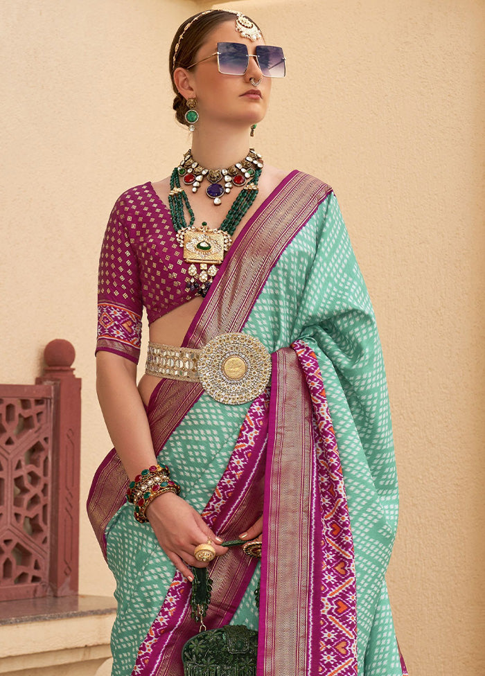 Sea Green Dupion Silk Saree With Blouse Piece Outlet Exclusive