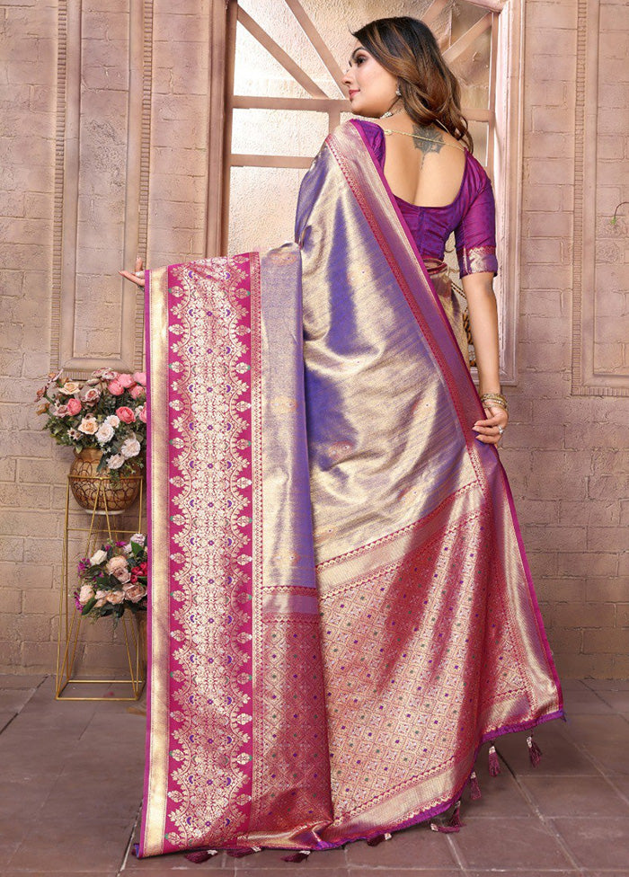 Purple Banarasi Silk Saree With Blouse Piece Buy Cheap Pay With Paypal