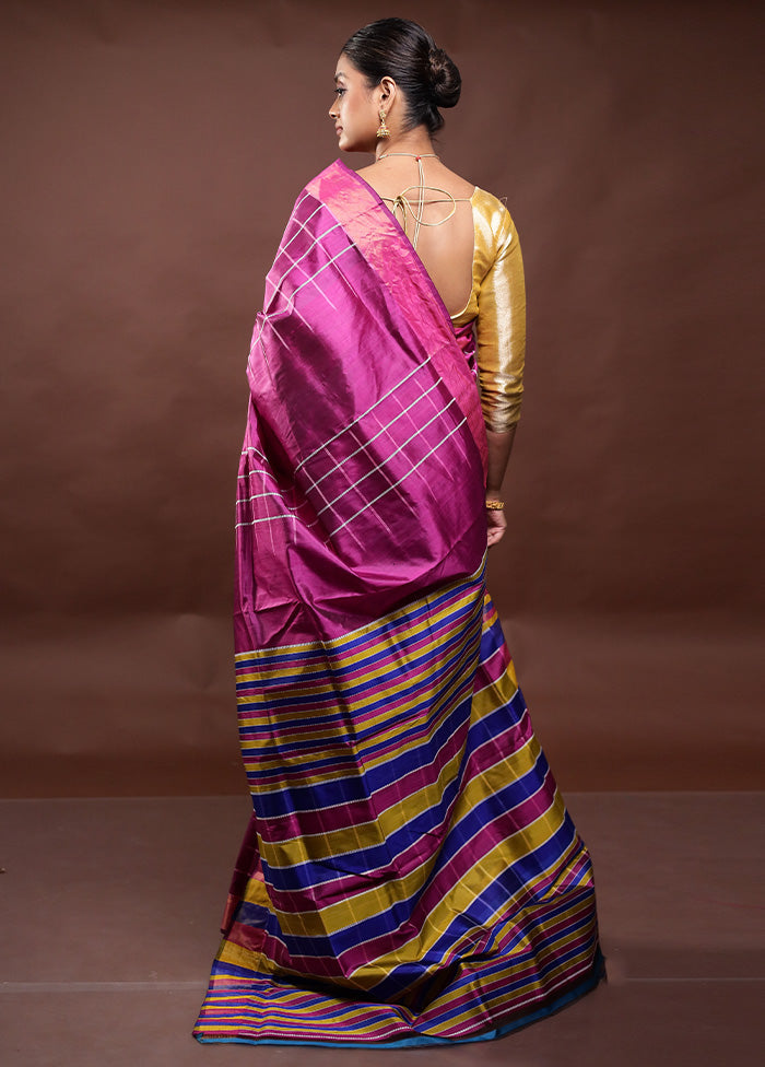 Purple Kalakshetra Kanjivaram Silk Saree With Blouse Piece 2025 New For Sale