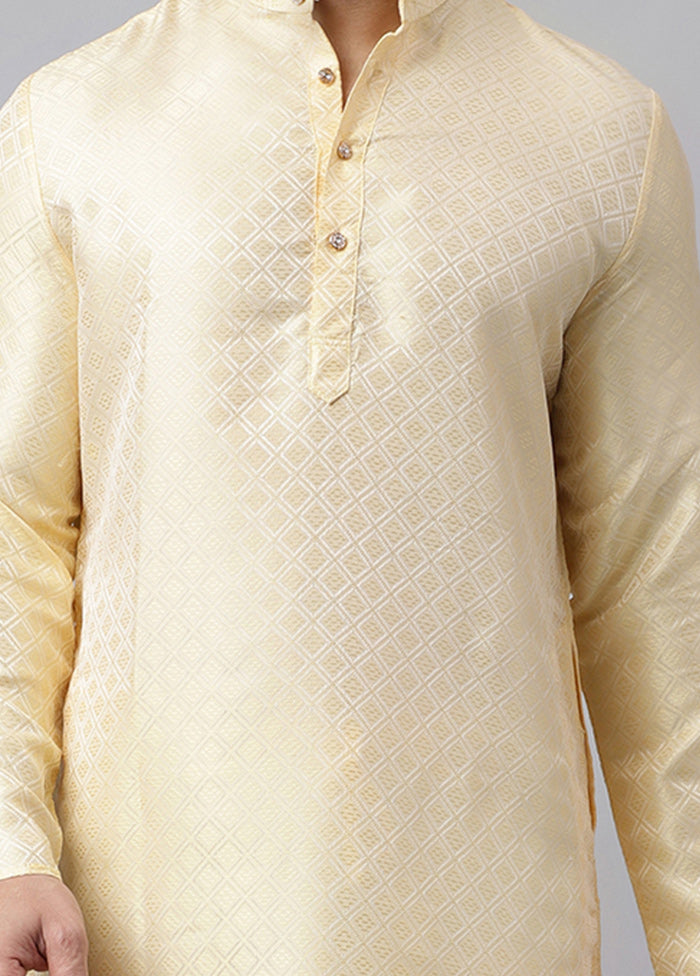 Cream Viscose Jacquard Long Kurta Browse Cheap Online