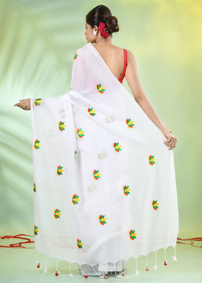 White Cotton Saree With Blouse Piece Sale Enjoy