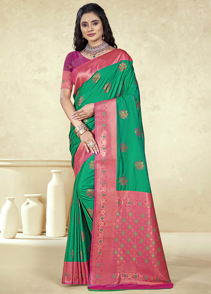 Green Dupion Silk Saree With Blouse Piece Discount Classic