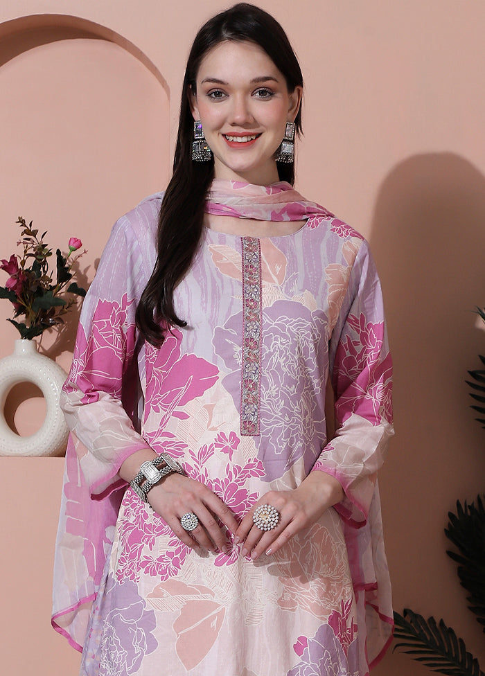 3 Pc Multicolor Unstitched Cotton Suit Set Outlet Discount Sale