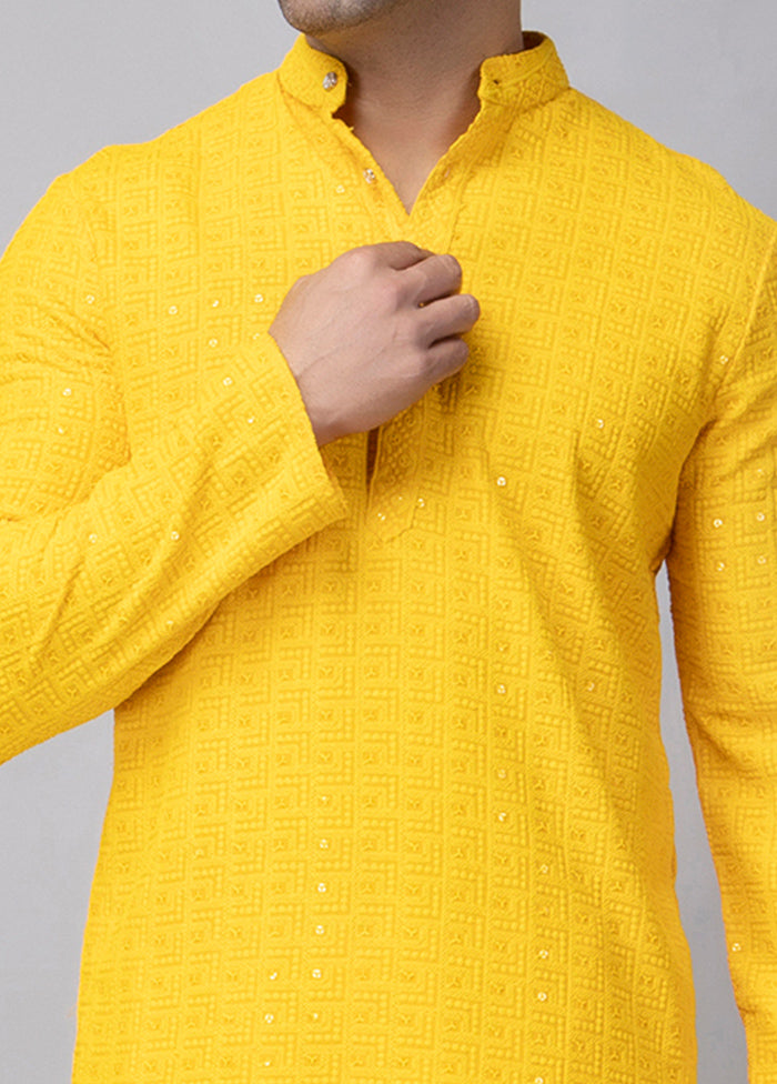 Yellow Viscose Embroidered Knee Length Kurta Buy Cheap 100% Original