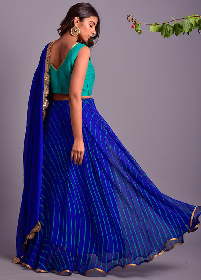 Blue Readymade Silk Lehenga Set With Dupatta Discount Best Sale