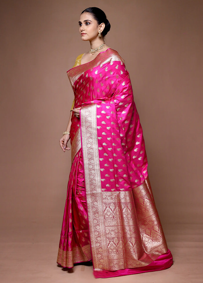 Pink Banarasi Silk Saree With Blouse Piece Cheapest Cheap Online