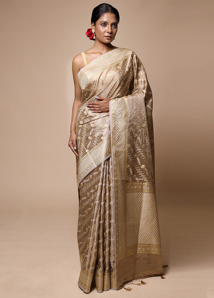 Cream Tissue Silk Saree With Blouse Piece Outlet Cheap Quality