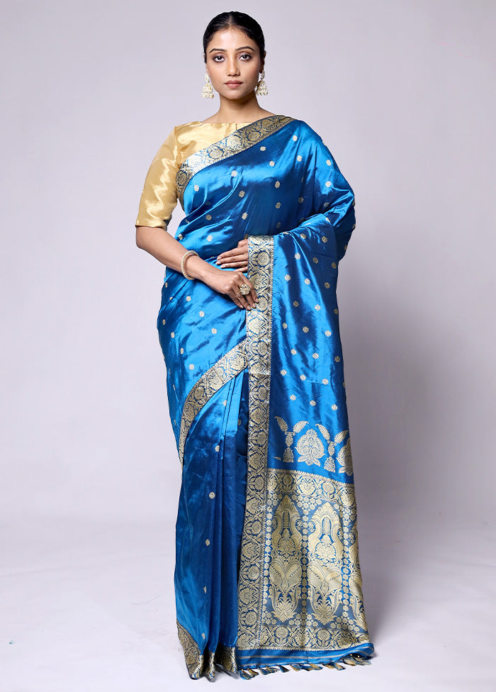 Blue Handloom Assam Pure Silk Saree With Blouse Piece Free Shipping Browse