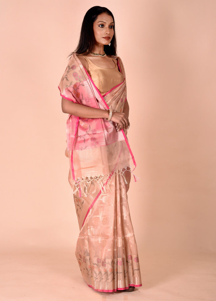 Cream Tissue Silk Saree With Blouse Piece Buy Cheap Sast