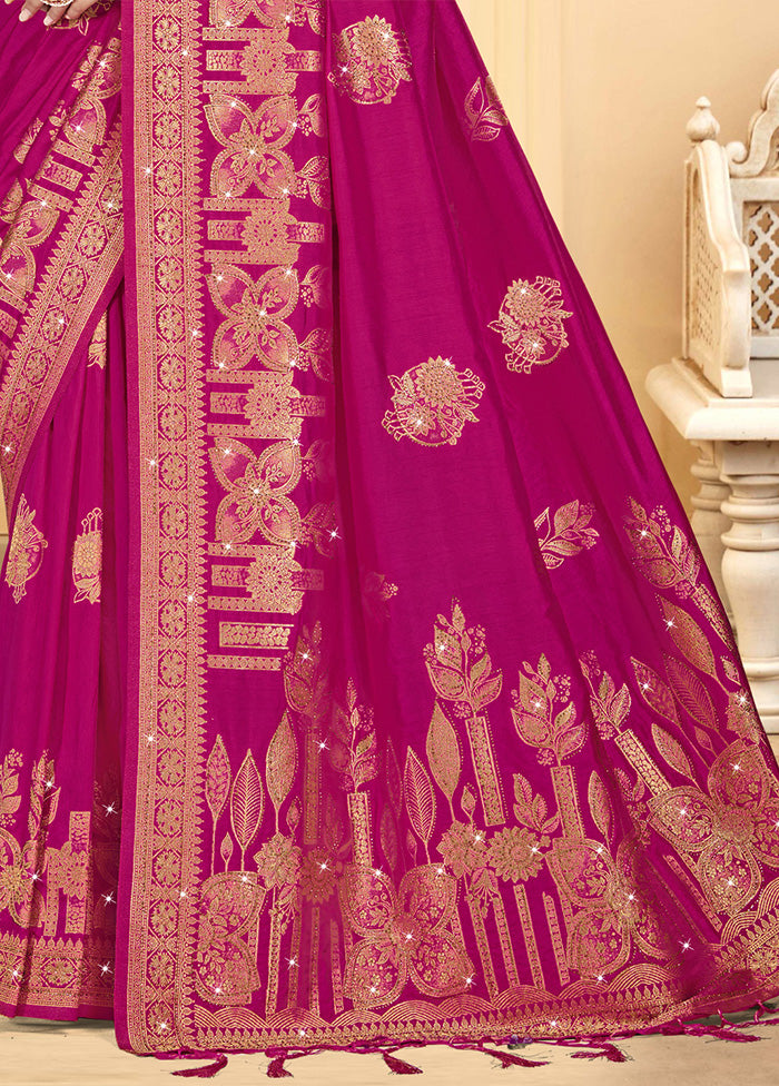 Pink Spun Silk Saree With Blouse Piece Cheap Sale View