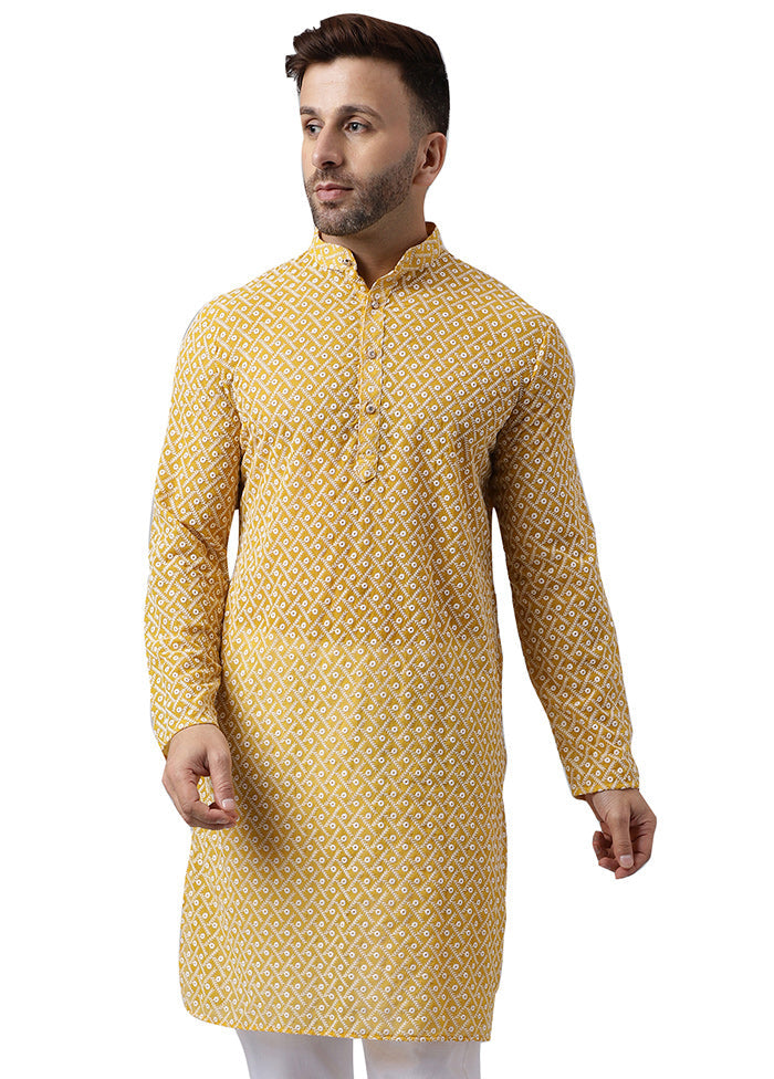 2 Pc Yellow Silk Kurta Pajama Set Discount Best