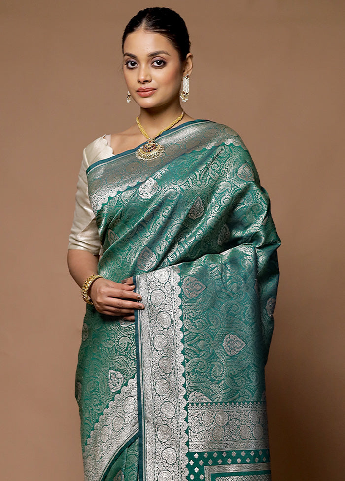 Green Uppada Silk Saree With Blouse Piece Cheap Fashion Style