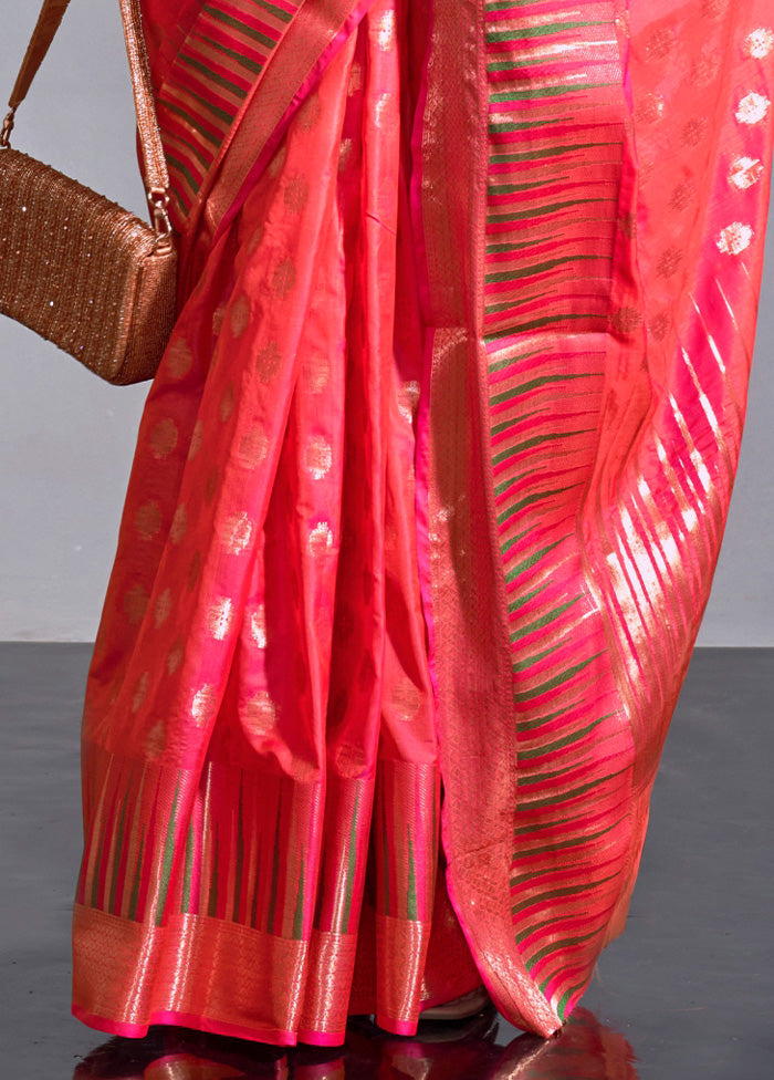 Pink Spun Silk Saree With Blouse Piece Buy Cheap For Cheap