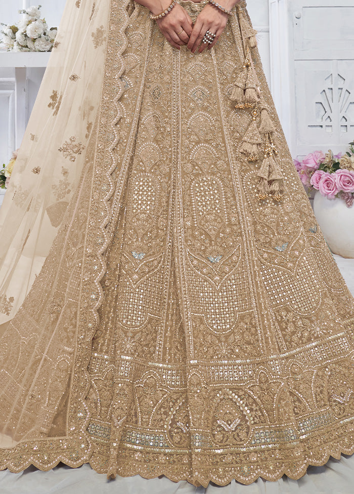 3 Pc Golden Net Semi Stitched Lehenga Set Free Shipping Supply