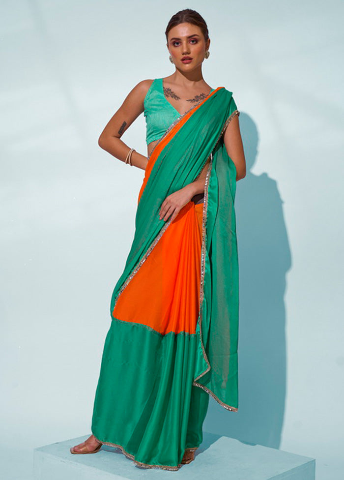 Sea Green Georgette Saree With Blouse Piece Hot Sale Cheap Pice