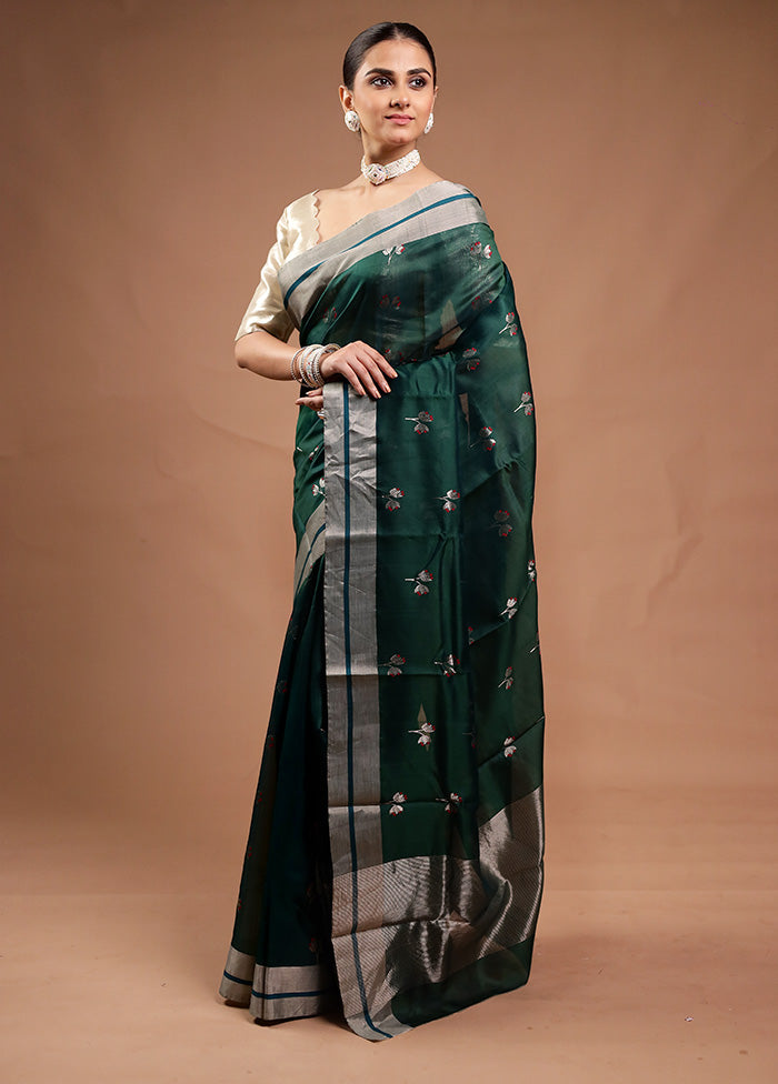 Green Handloom Chanderi Pure Cotton Saree With Blouse Piece Visit New For Sale