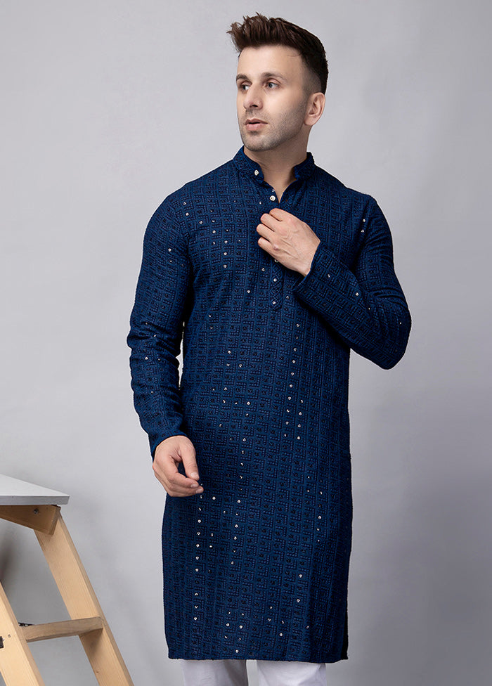 2 Pc Navy Blue Viscose Kurta Pajama Set Clearance Tumblr