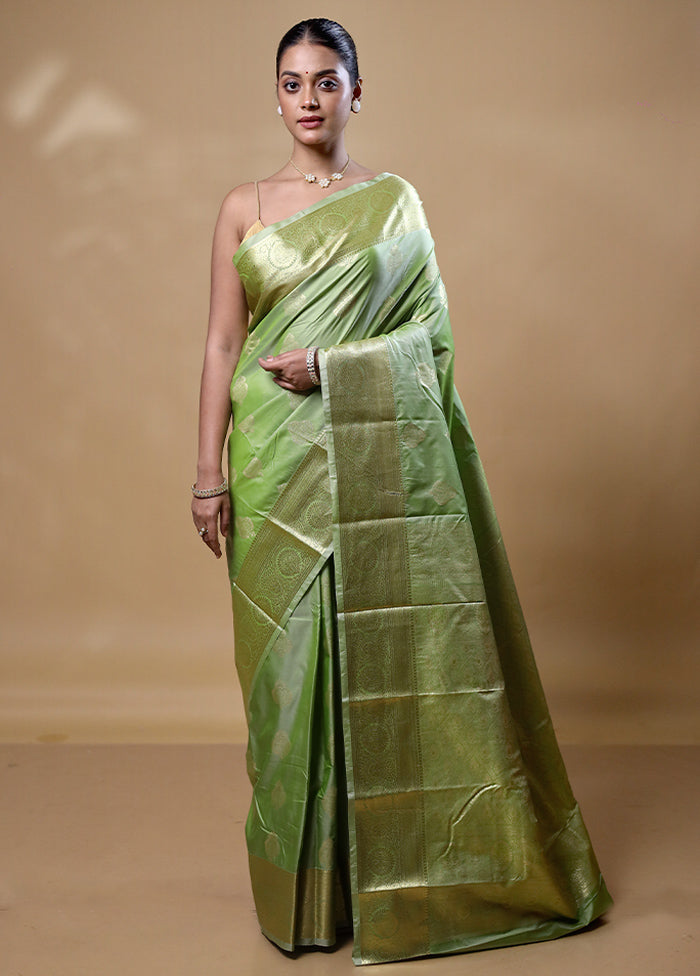 Green Kanjivaram Silk Saree With Blouse Piece 2025 New For Sale