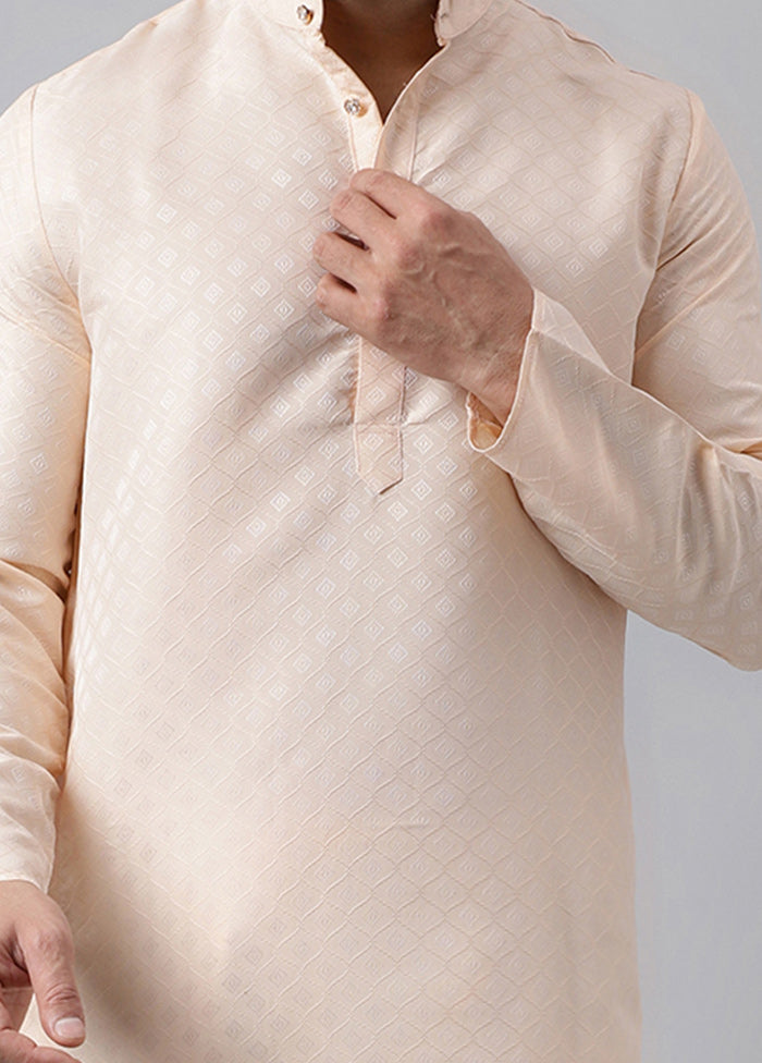 Cream Viscose Jacquard Long Kurta Pices Cheap Online