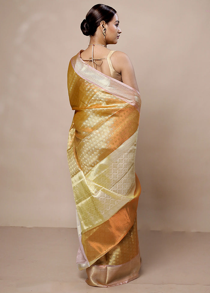 Golden Tissue Silk Saree With Blouse Piece Outlet Cheap Quality