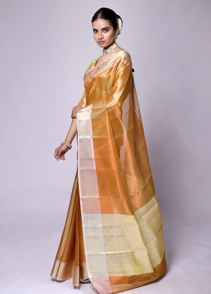 Yellow Tissue Silk Saree With Blouse Piece Best Sale Online