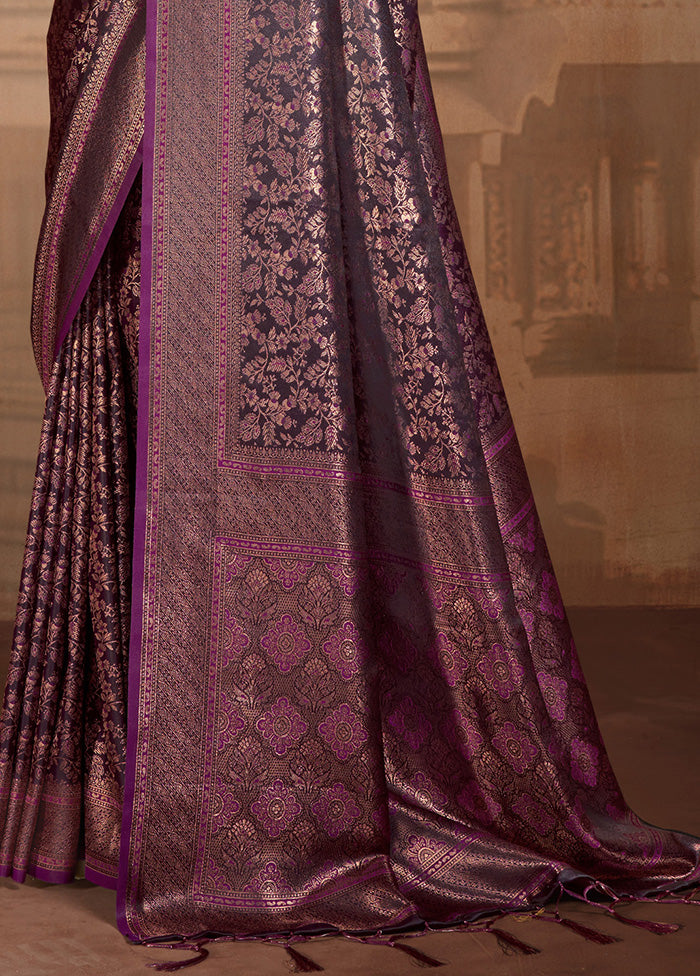 Purple Spun Silk Saree With Blouse Piece In China For Sale