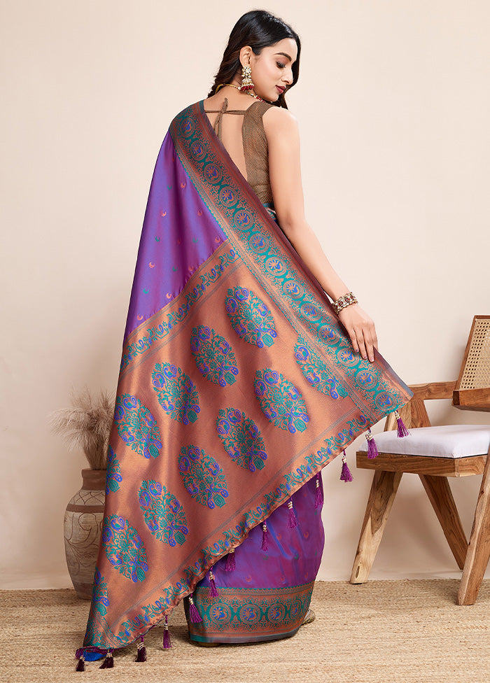 Voilet Spun Silk Saree With Blouse Piece How Much Sale Online