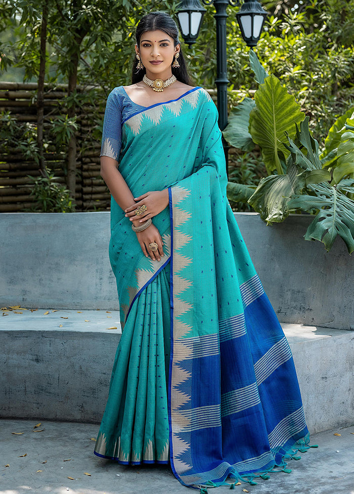 Rama Tussar Silk Saree With Blouse Piece Cheap Pice Buy Discount