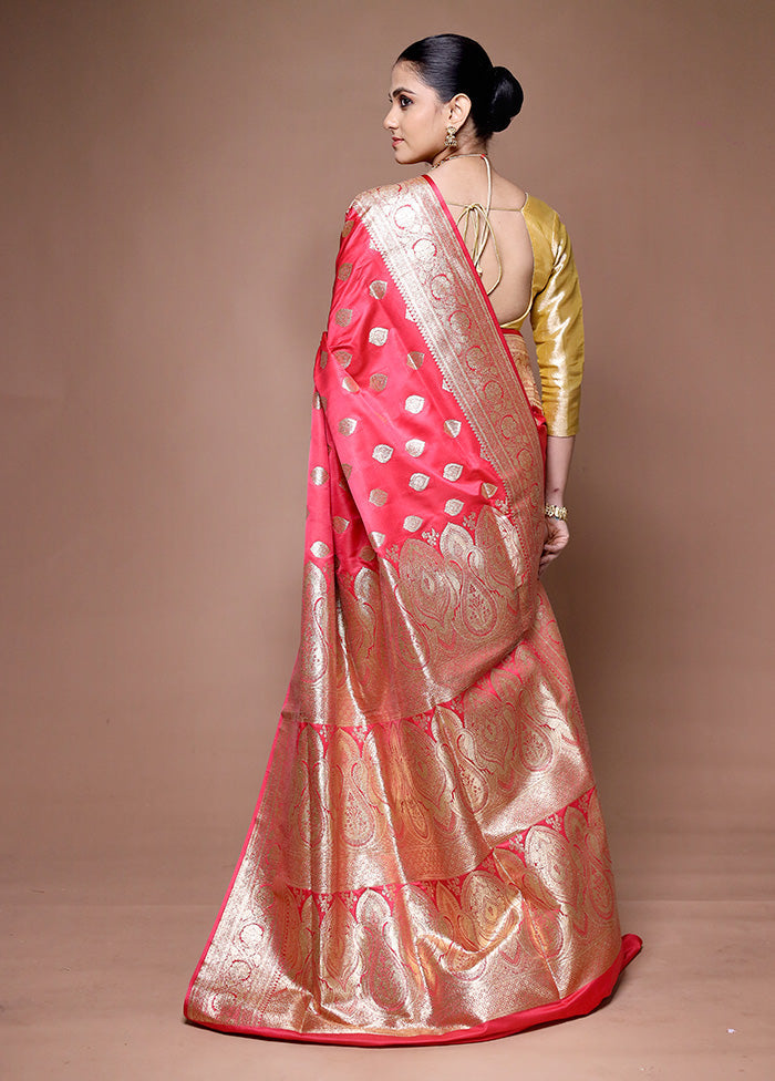 Red Banarasi Silk Saree With Blouse Piece Free Shipping Purchase