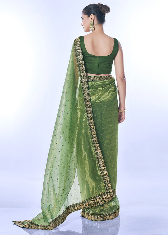 Green Net Saree With Blouse Piece Outlet Locations For Sale