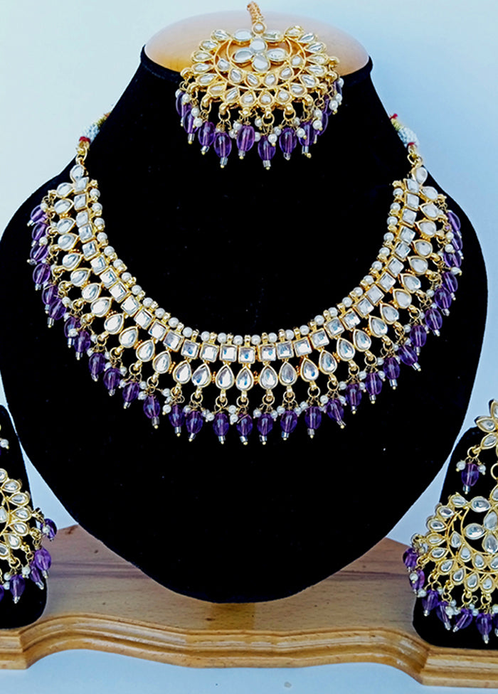 Purple Alloy Cz Stone Jewellery Set Outlet Locations Cheap Online