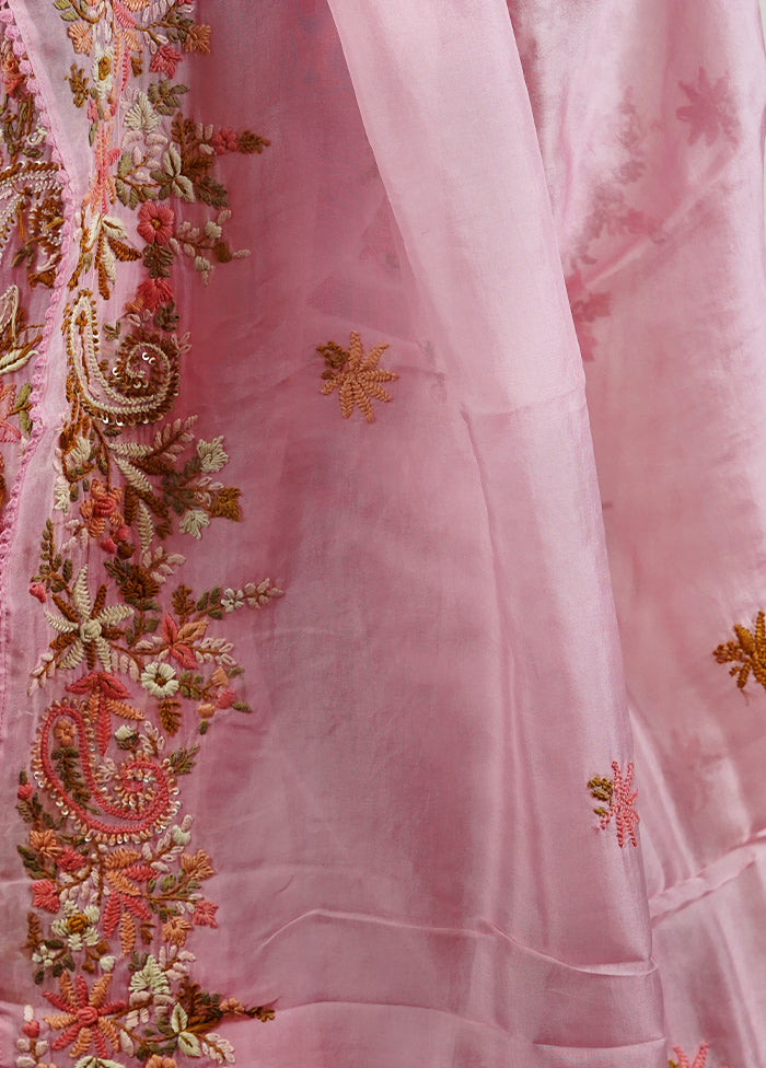 Pink Handloom Pure Organza Saree With Blouse Piece Clearance Wiki