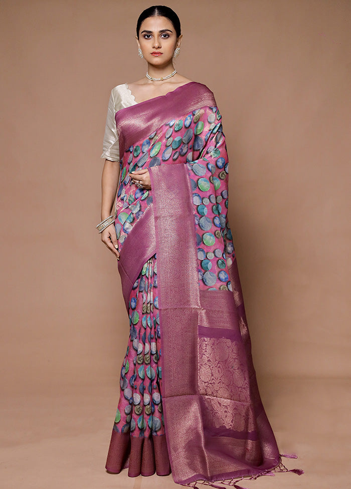 Pink Dupion Silk Saree With Blouse Piece Best Wholesale Cheap Pice