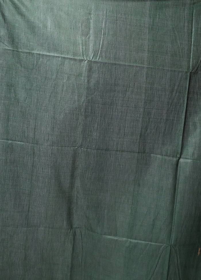 Green Handloom Tussar Pure Silk Saree With Blouse Piece Free Shipping Online