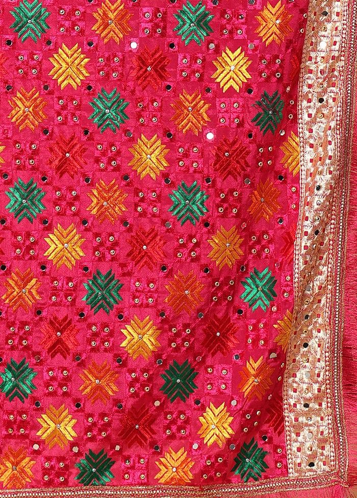 Magenta Chinon Phulkari Work Dupatta Buy Cheap Outlet