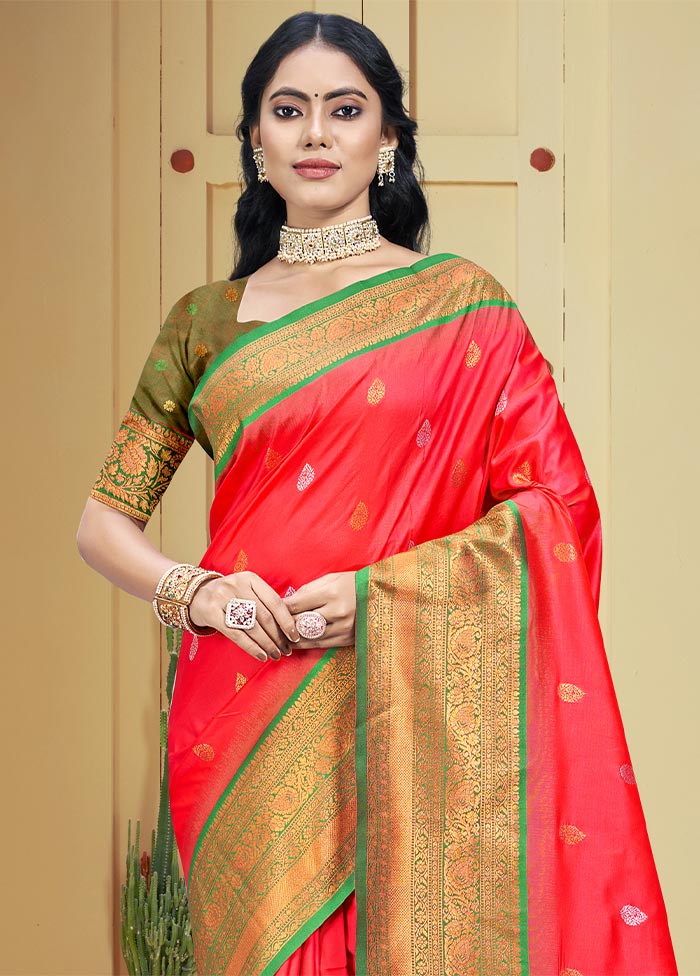 Pink Dupion Silk Saree With Blouse Piece Top Quality For Sale