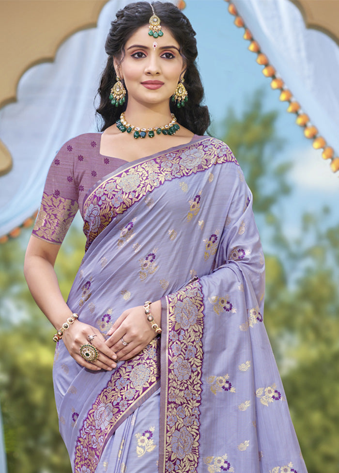 Purple Spun Silk Saree With Blouse Piece Buy Cheap Cost