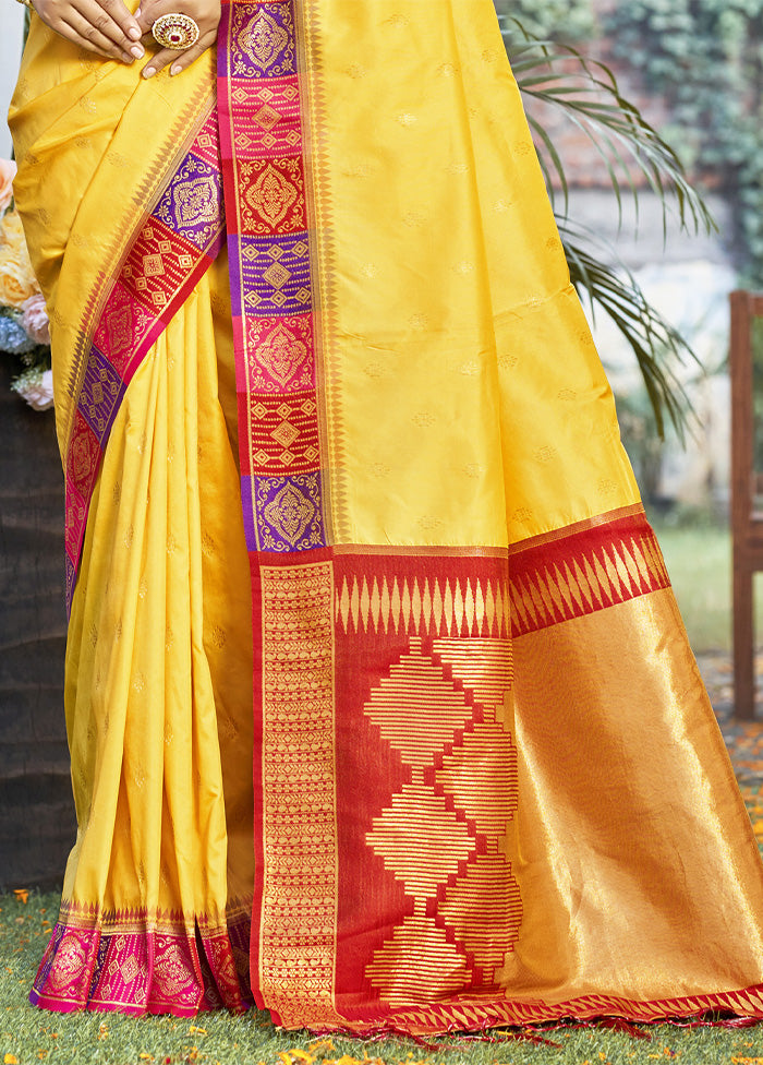 Yellow Dupion Silk Saree With Blouse Piece Looking For Cheap Pice