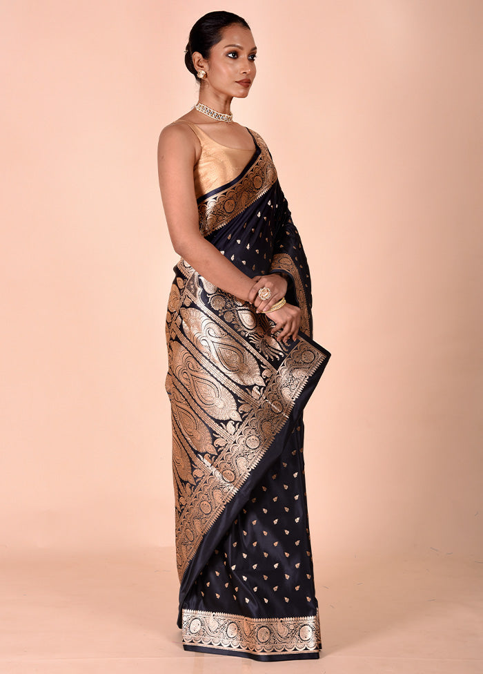 Black Banarasi Silk Saree With Blouse Piece Cost Online