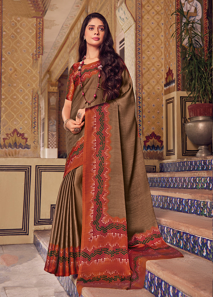 Brown Chiffon Silk Saree With Blouse Piece Buy Cheap Free Shipping