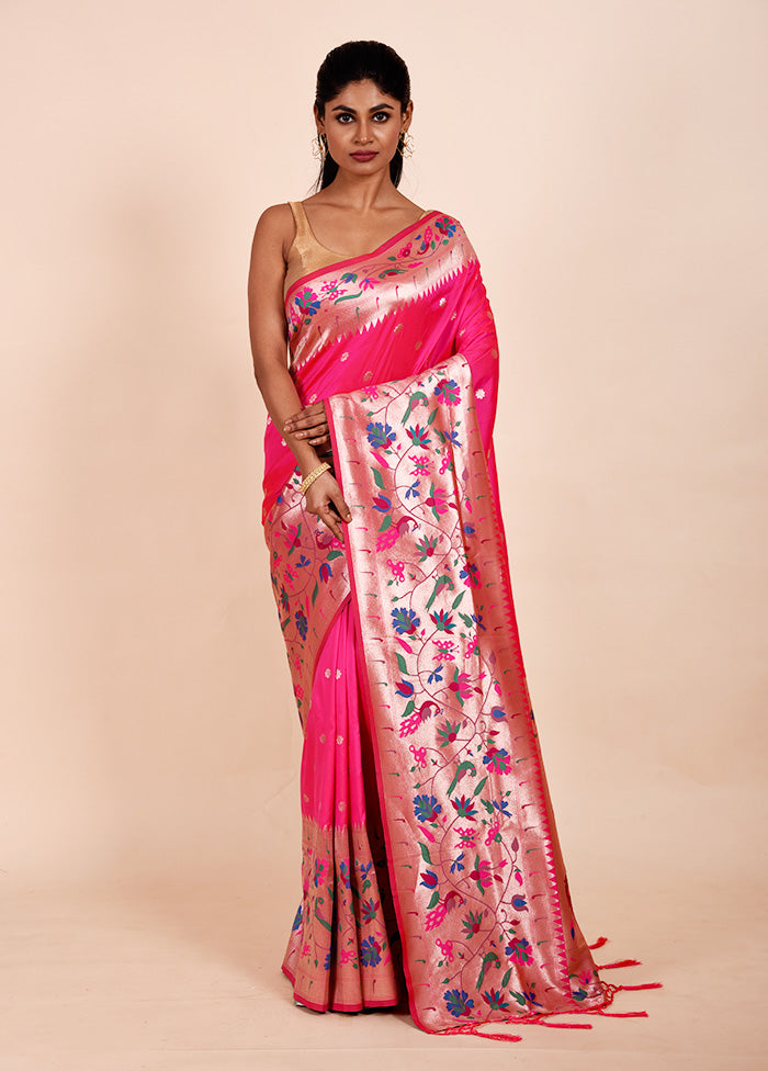 Pink Dupion Silk Saree With Blouse Piece Manchester Great Sale Online