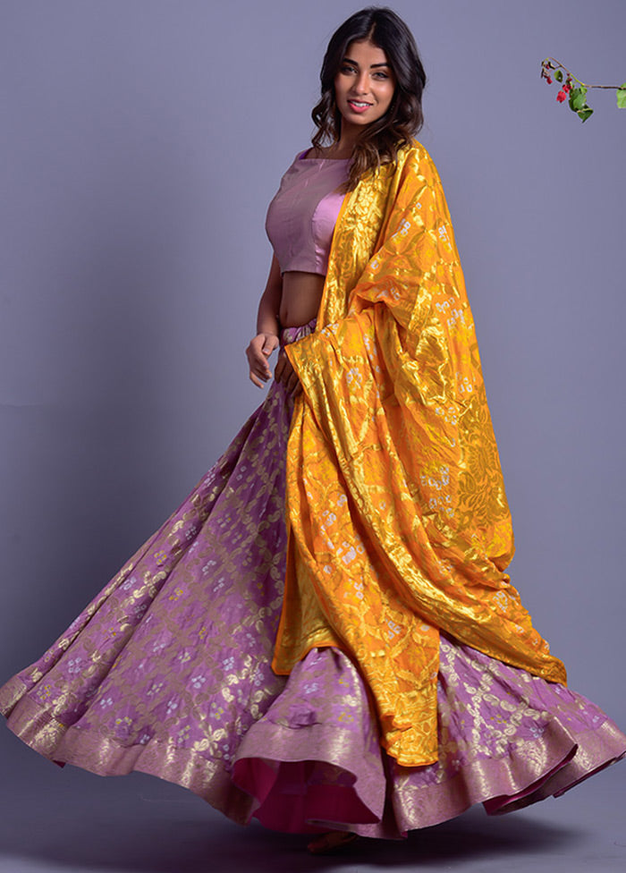 Lavender Readymade Silk Lehenga Set With Dupatta Big Discount Cheap Pice