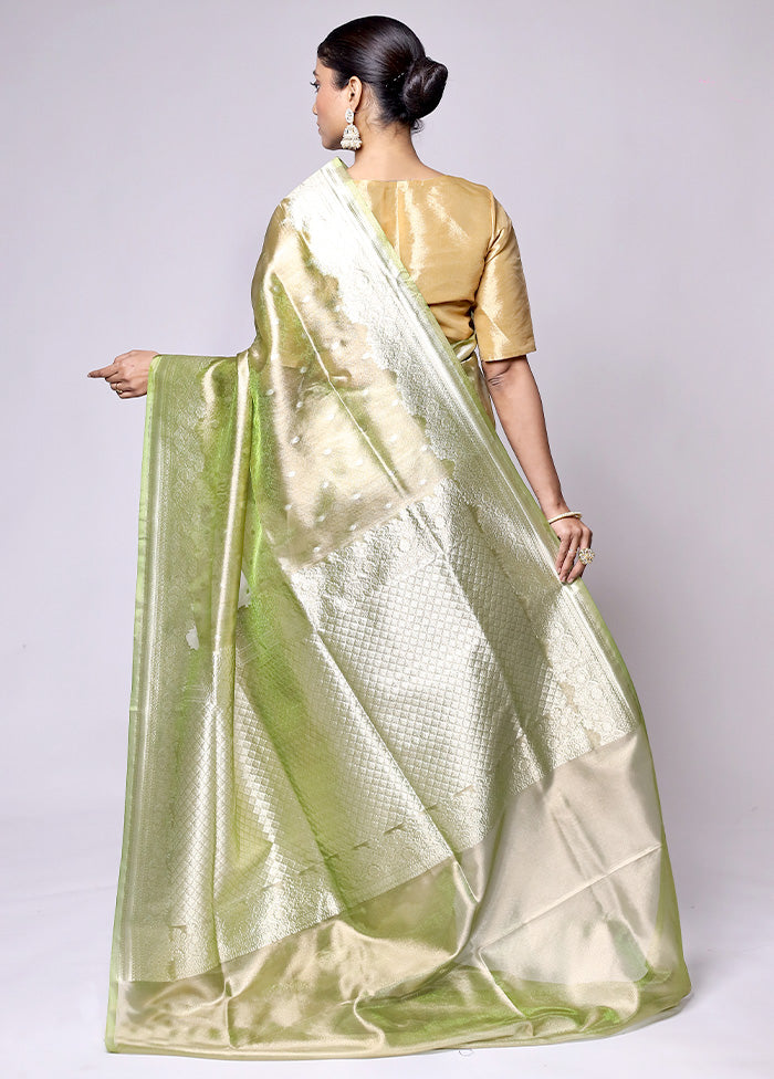 Green Tissue Silk Saree With Blouse Piece Clearance With Credit Card