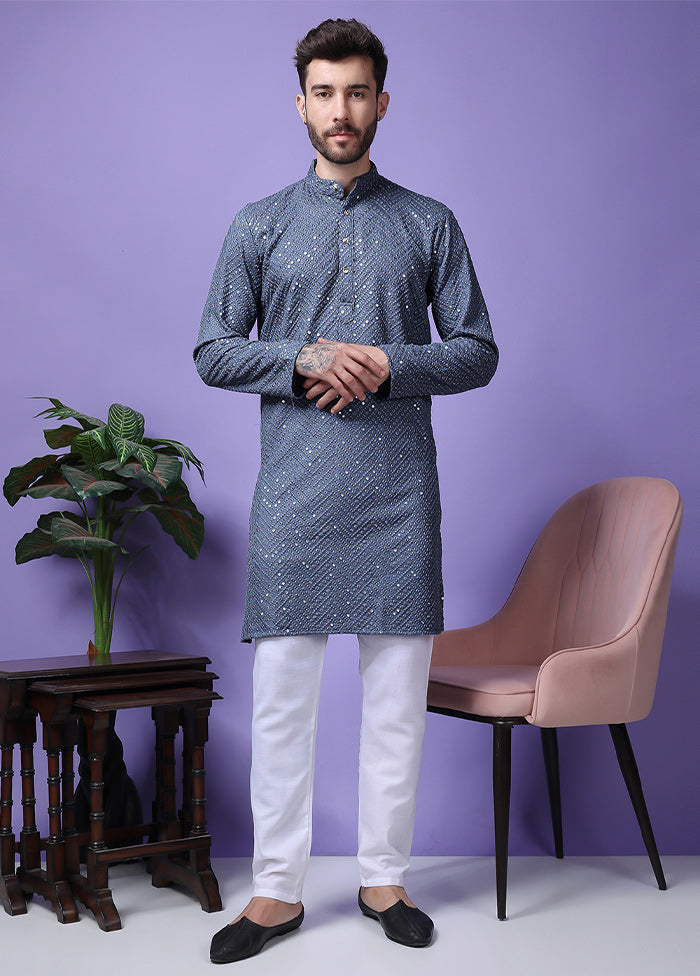 2 Pc Grey Silk Kurta Pajama Set Looking For Cheap Pice