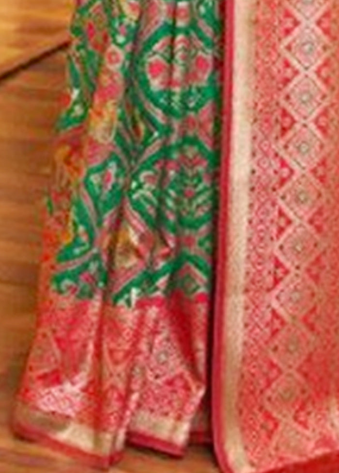 Green Banarasi Silk Saree With Blouse Piece Hot Sale Cheap Pice