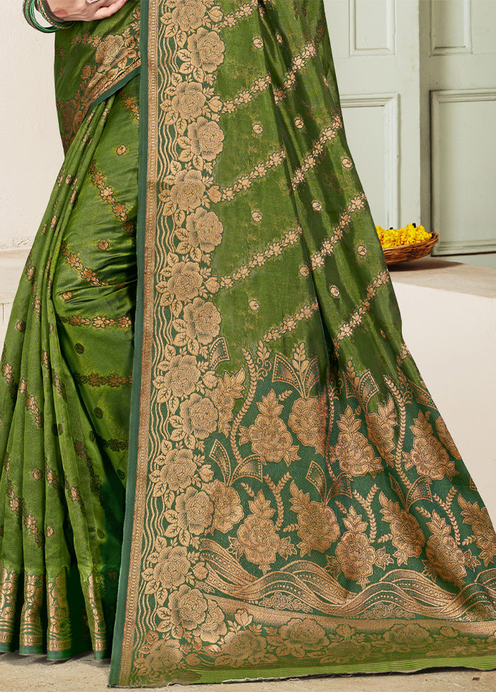 Mehendi Spun Silk Saree With Blouse Piece Cheap Sale Discounts