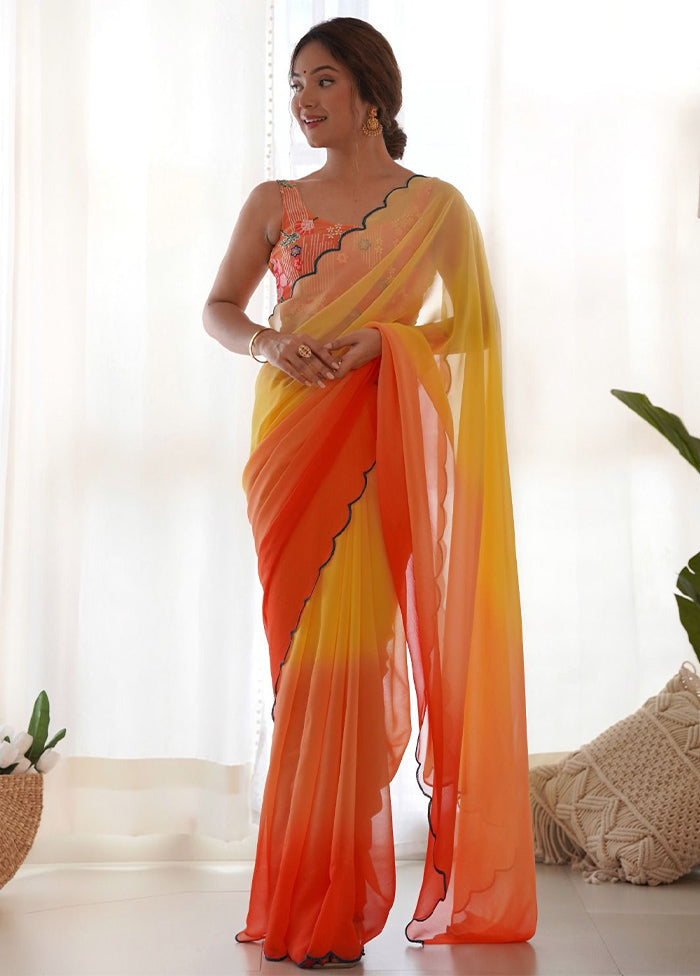 Multicolor Georgette Saree With Blouse Piece Cheap Big Sale