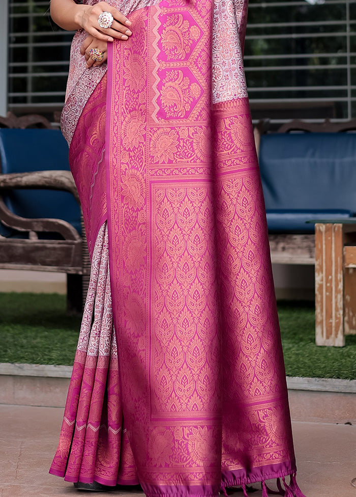 Mauve Banarasi Silk Saree With Blouse Piece Clearance Buy