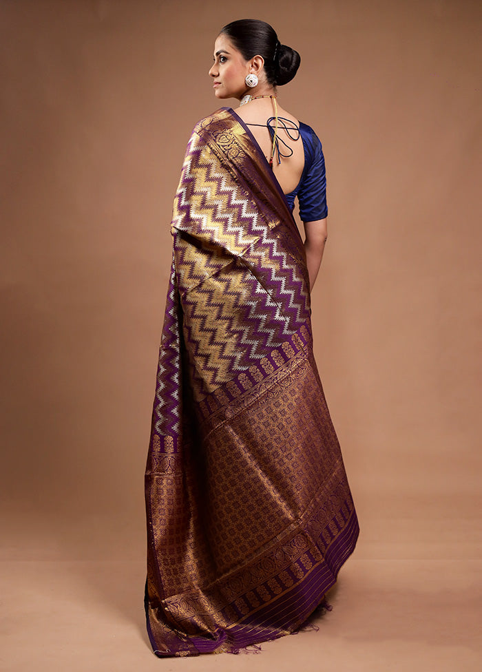 Golden Kanjivaram Silk Saree With Blouse Piece Cheap With Mastercard