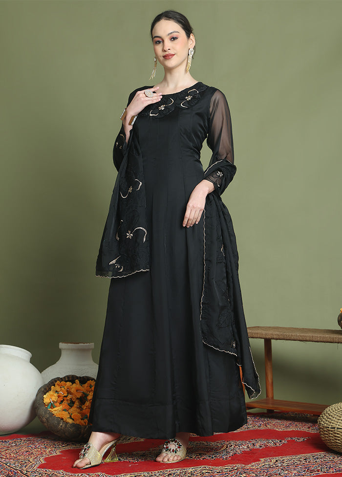 Black Readymade Silk Dupatta Indian Dress Marketable Online